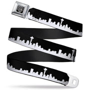 BD Wings Logo CLOSE-UP Full Color Black Silver Seatbelt Belt - Seattle Solid Skyline Black/White Webbing Seatbelt Belts Buckle-Down