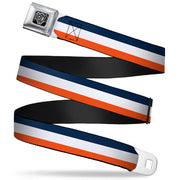 BD Wings Logo CLOSE-UP Full Color Black Silver Seatbelt Belt - Stripe Navy/White/Orange Webbing Seatbelt Belts Buckle-Down