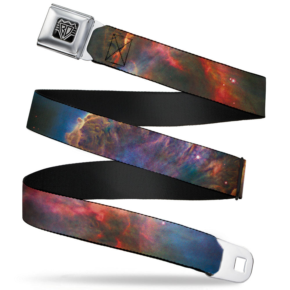 BD Wings Logo CLOSE-UP Full Color Black Silver Seatbelt Belt - Supernova Space Collage Webbing Seatbelt Belts Buckle-Down