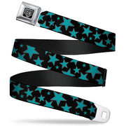 BD Wings Logo CLOSE-UP Full Color Black Silver Seatbelt Belt - Stars/Multi Stars Black/Turquoise Webbing Seatbelt Belts Buckle-Down