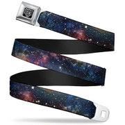BD Wings Logo CLOSE-UP Full Color Black Silver Seatbelt Belt - Space Dust Collage Webbing Seatbelt Belts Buckle-Down