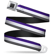 BD Wings Logo CLOSE-UP Full Color Black Silver Seatbelt Belt - Stripes Purple/White/Gray Webbing Seatbelt Belts Buckle-Down