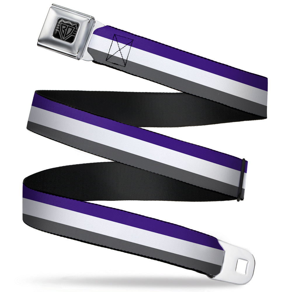 BD Wings Logo CLOSE-UP Full Color Black Silver Seatbelt Belt - Stripes Purple/White/Gray Webbing Seatbelt Belts Buckle-Down