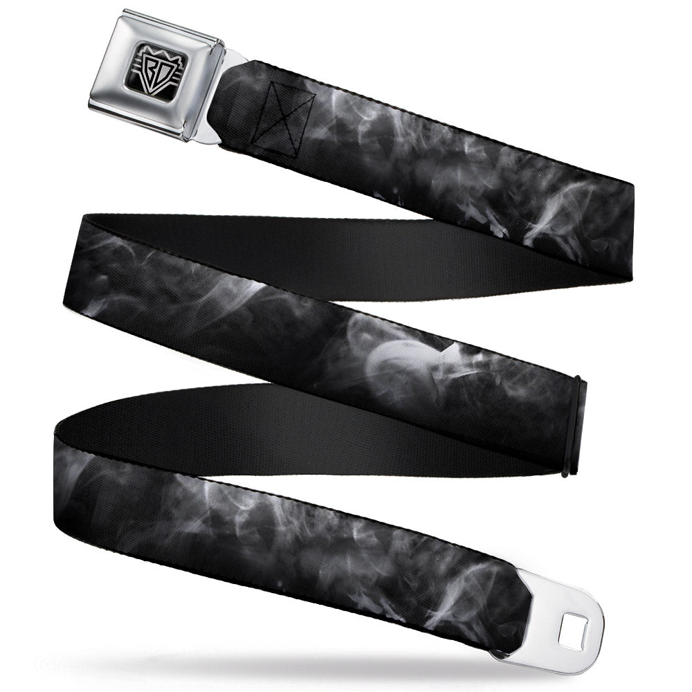 BD Wings Logo CLOSE-UP Full Color Black Silver Seatbelt Belt - Smoke Black/Grays Webbing Seatbelt Belts Buckle-Down