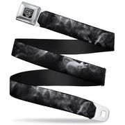 BD Wings Logo CLOSE-UP Full Color Black Silver Seatbelt Belt - Smoke Black/Grays Webbing Seatbelt Belts Buckle-Down