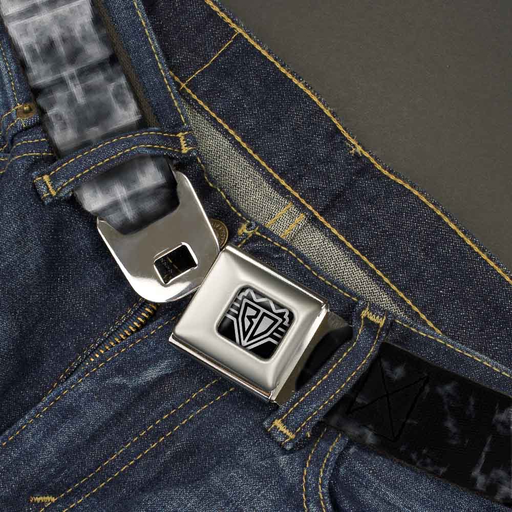 BD Wings Logo CLOSE-UP Full Color Black Silver Seatbelt Belt - Spinal X-Ray Black/White Webbing Seatbelt Belts Buckle-Down