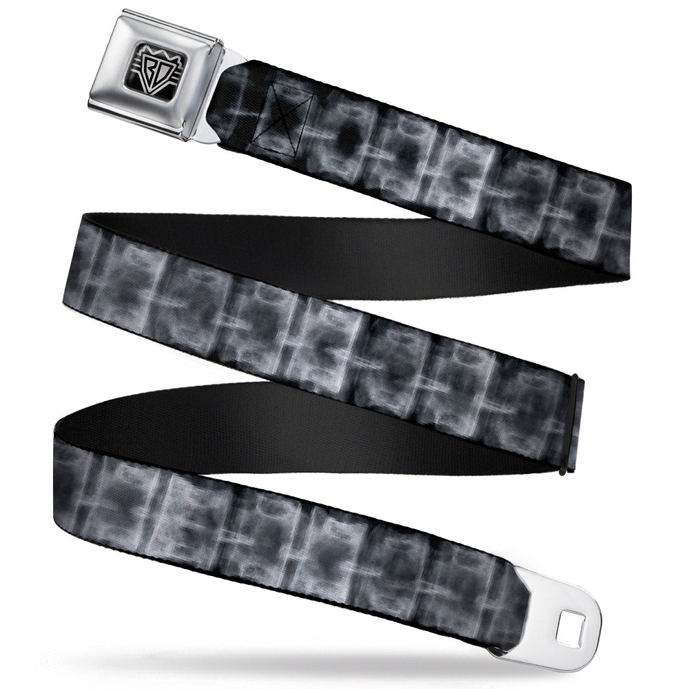 BD Wings Logo CLOSE-UP Full Color Black Silver Seatbelt Belt - Spinal X-Ray Black/White Webbing Seatbelt Belts Buckle-Down