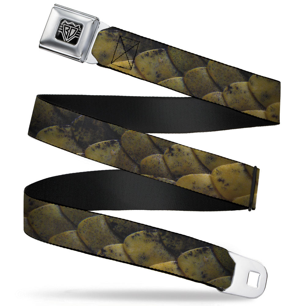 BD Wings Logo CLOSE-UP Full Color Black Silver Seatbelt Belt - Snake Skin CLOSE-UP Webbing Seatbelt Belts Buckle-Down