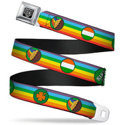 BD Wings Logo CLOSE-UP Full Color Black Silver Seatbelt Belt - St. Pat's Rainbow/Coins Webbing Seatbelt Belts Buckle-Down
