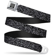 BD Wings Logo CLOSE-UP Full Color Black Silver Seatbelt Belt - Speckle Black/White Webbing Seatbelt Belts Buckle-Down