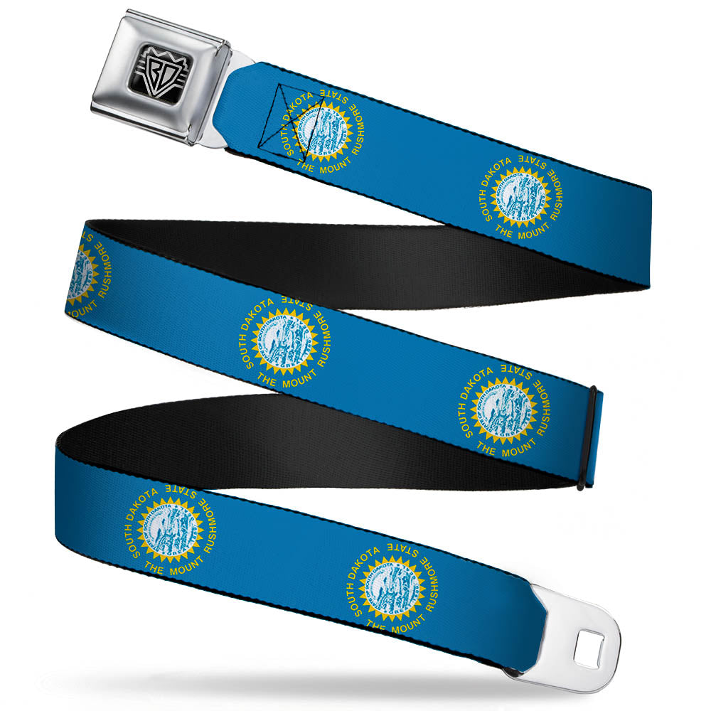 BD Wings Logo CLOSE-UP Full Color Black Silver Seatbelt Belt - South Dakota Flags Webbing Seatbelt Belts Buckle-Down