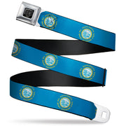 BD Wings Logo CLOSE-UP Black/Silver Seatbelt Belt - South Dakota Flags2 Webbing Seatbelt Belts Buckle-Down