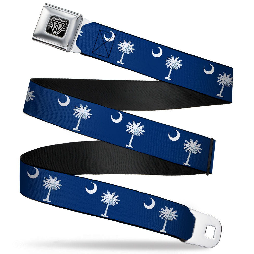 BD Wings Logo CLOSE-UP Full Color Black Silver Seatbelt Belt - South Carolina Flags Webbing Seatbelt Belts Buckle-Down