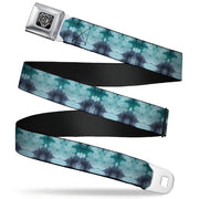 BD Wings Logo CLOSE-UP Full Color Black Silver Seatbelt Belt - Tie Dye Reflection Turquoise Blues Webbing Seatbelt Belts Buckle-Down