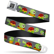 BD Wings Logo CLOSE-UP Full Color Black Silver Seatbelt Belt - Turtle Cartoon Poses Gray Webbing Seatbelt Belts Buckle-Down