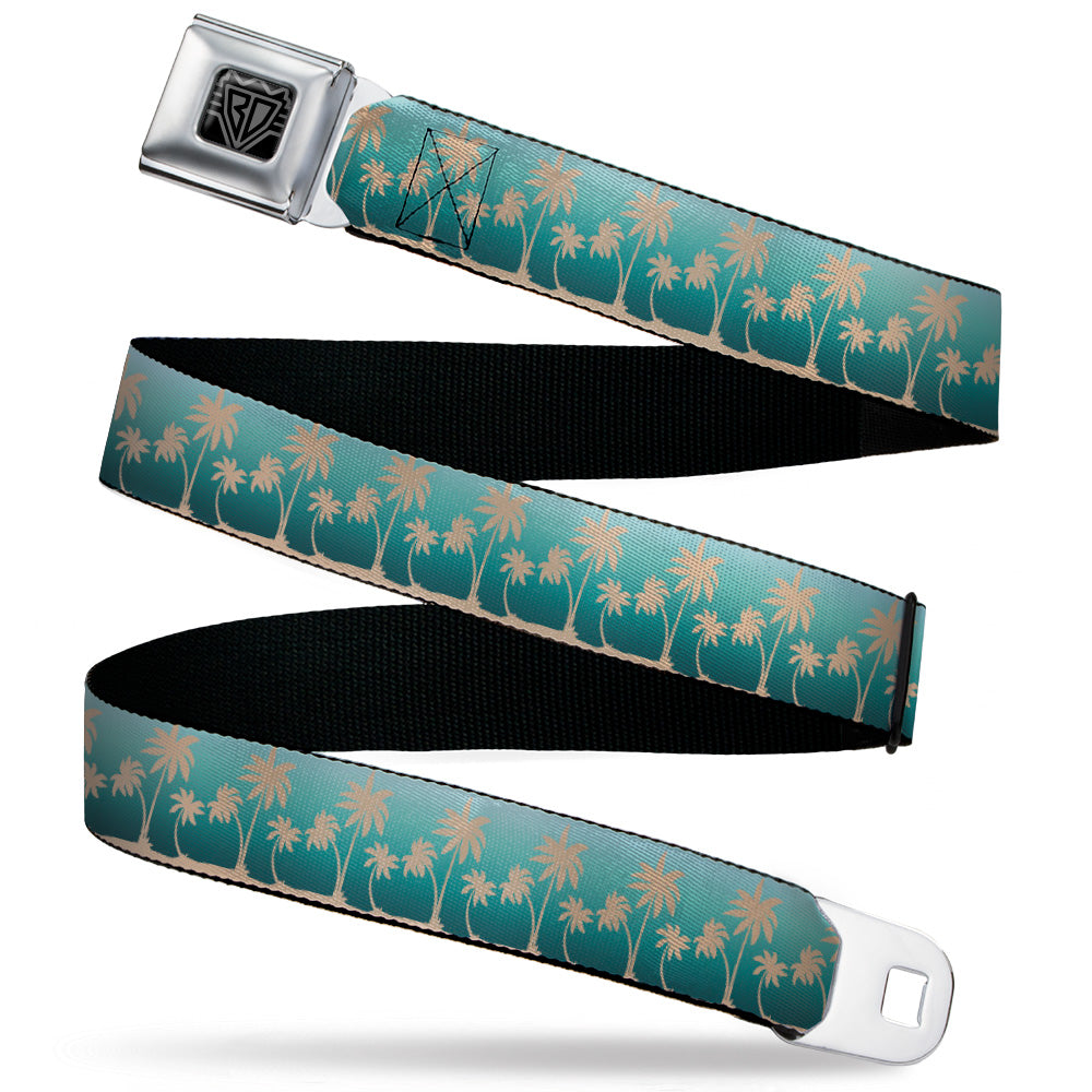 BD Wings Logo CLOSE-UP Black/Silver Seatbelt Belt - Track Weave Turquoise Blues/Black Webbing Seatbelt Belts Buckle-Down