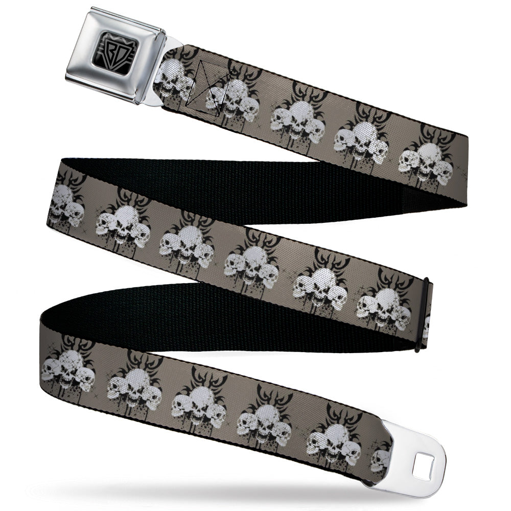 BD Wings Logo CLOSE-UP Black/Silver Seatbelt Belt - Buckle-Down Die Hard Skull Trio Gray/Black/White Webbing Seatbelt Belts Buckle-Down
