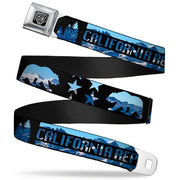 BD Wings Logo CLOSE-UP Full Color Black Silver Seatbelt Belt - CALIFORNIA REPUBLIC/Bear/Stars Silhouette Black/Scenic Mountains Webbing Seatbelt Belts Buckle-Down