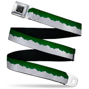 BD Wings Logo CLOSE-UP Black/Silver Seatbelt Belt - Colorado Solid Mountains Green/White Webbing Seatbelt Belts Buckle-Down