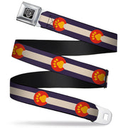 BD Wings Logo CLOSE-UP Full Color Black Silver Seatbelt Belt - Colorado Flag/Paw Print Webbing Seatbelt Belts Buckle-Down