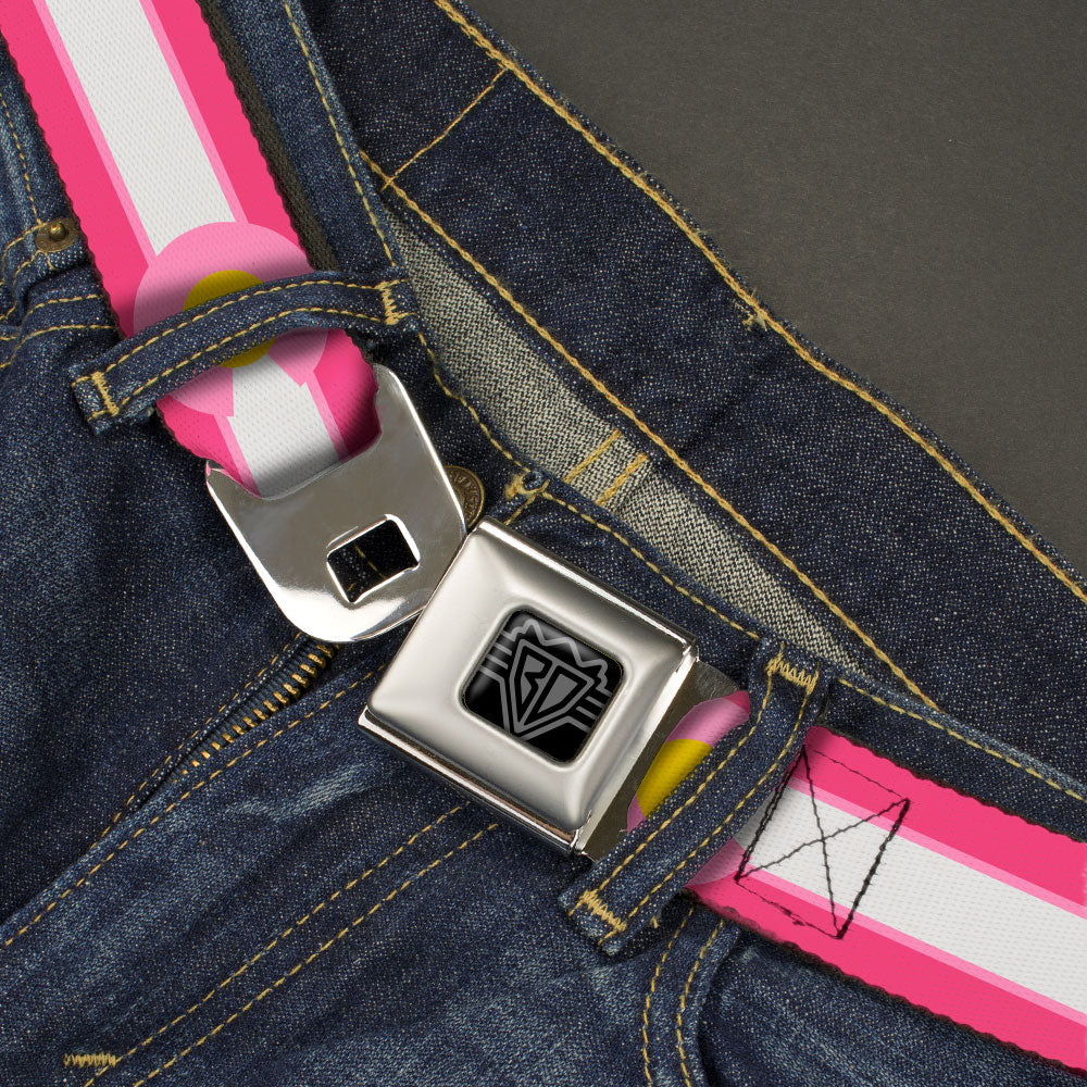 BD Wings Logo CLOSE-UP Black/Silver Seatbelt Belt - Colorado Flags7 Repeat Pinks/White/Light Pink/Yellow Webbing Seatbelt Belts Buckle-Down