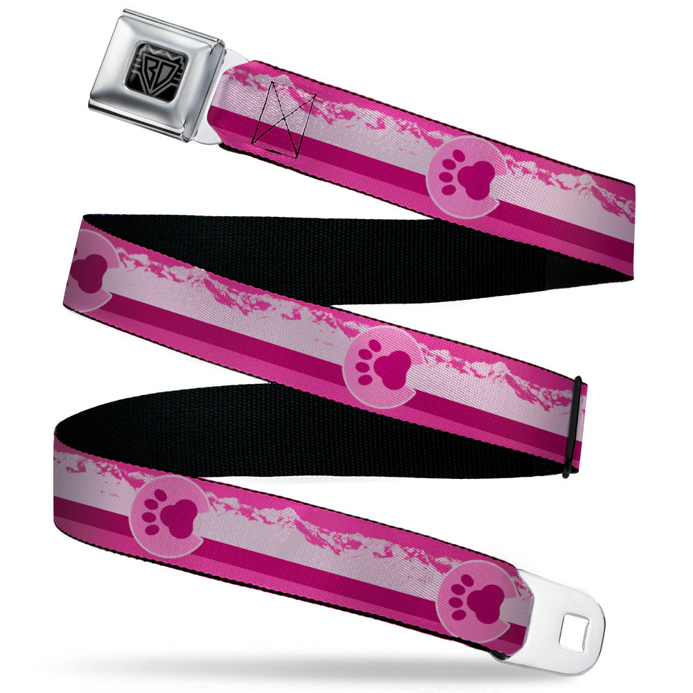 BD Wings Logo CLOSE-UP Black/Silver Seatbelt Belt - Colorado Paw/Mountains Pinks Webbing Seatbelt Belts Buckle-Down