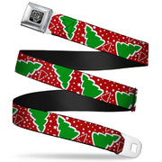 BD Wings Logo CLOSE-UP Full Color Black Silver Seatbelt Belt - Christmas Trees/Stars Red/White/Green Webbing Seatbelt Belts Buckle-Down