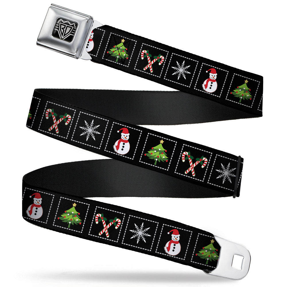 BD Wings Logo CLOSE-UP Full Color Black Silver Seatbelt Belt - Christmas Blocks Black/White/Multi Color Webbing Seatbelt Belts Buckle-Down