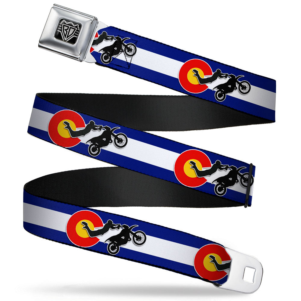 BD Wings Logo CLOSE-UP Full Color Black Silver Seatbelt Belt - Colorado/Freestyle Motocross Superman Webbing Seatbelt Belts Buckle-Down