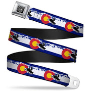 BD Wings Logo CLOSE-UP Full Color Black Silver Seatbelt Belt - Colorado/Snowmobiler/Mountains Webbing Seatbelt Belts Buckle-Down