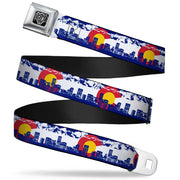 BD Wings Logo CLOSE-UP Full Color Black Silver Seatbelt Belt - Colorado Skyline/Mountains Webbing Seatbelt Belts Buckle-Down