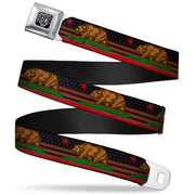 BD Wings Logo CLOSE-UP Full Color Black Silver Seatbelt Belt - Cali Bear/Star/Stripe/US Flag Stretch Webbing Seatbelt Belts Buckle-Down