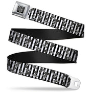 BD Wings Logo CLOSE-UP Full Color Black Silver Seatbelt Belt - Cherries Scattered/Vertical Stripe White/Black/Grays Webbing Seatbelt Belts Buckle-Down