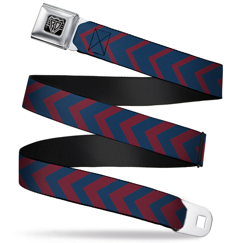 BD Wings Logo CLOSE-UP Full Color Black Silver Seatbelt Belt - Chevron2 Red/Navy Webbing Seatbelt Belts Buckle-Down