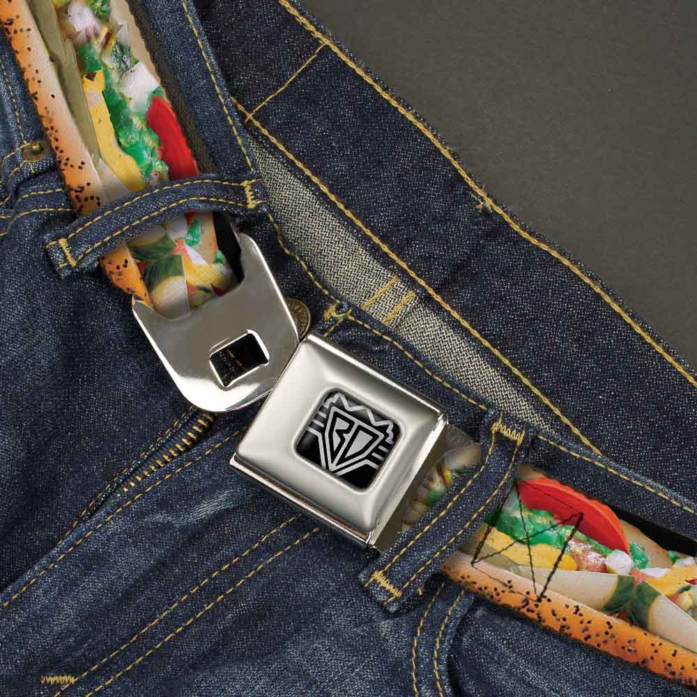 BD Wings Logo CLOSE-UP Full Color Black Silver Seatbelt Belt - Chicago Style Hot Dog Vivid Webbing Seatbelt Belts Buckle-Down