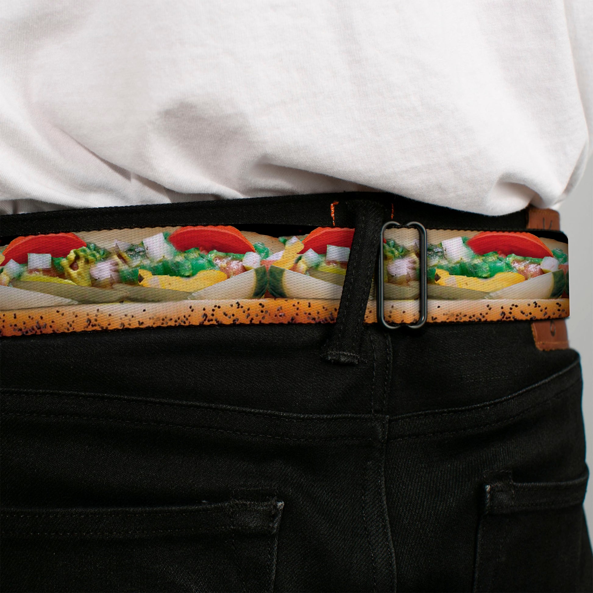 BD Wings Logo CLOSE-UP Full Color Black Silver Seatbelt Belt - Chicago Style Hot Dog Vivid Webbing Seatbelt Belts Buckle-Down