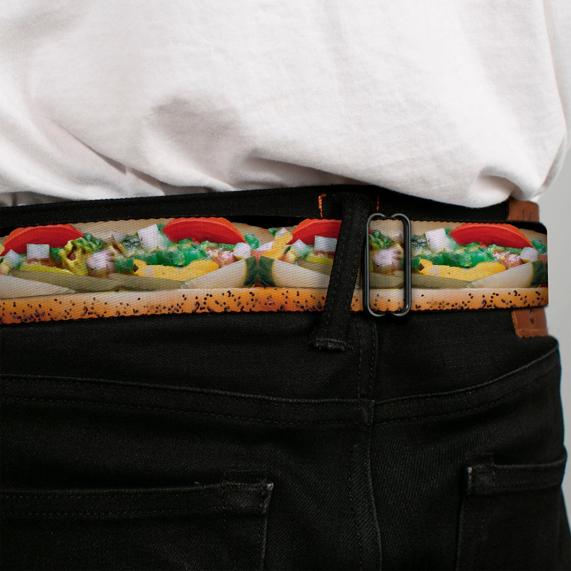 BD Wings Logo CLOSE-UP Full Color Black Silver Seatbelt Belt - Chicago Style Hot Dog Vivid Webbing Seatbelt Belts Buckle-Down