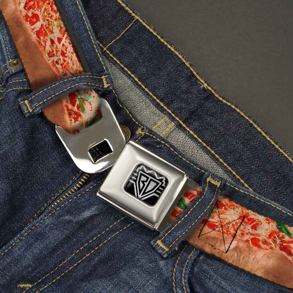 BD Wings Logo CLOSE-UP Full Color Black Silver Seatbelt Belt - Chicago Style Pizza Vivid Webbing Seatbelt Belts Buckle-Down