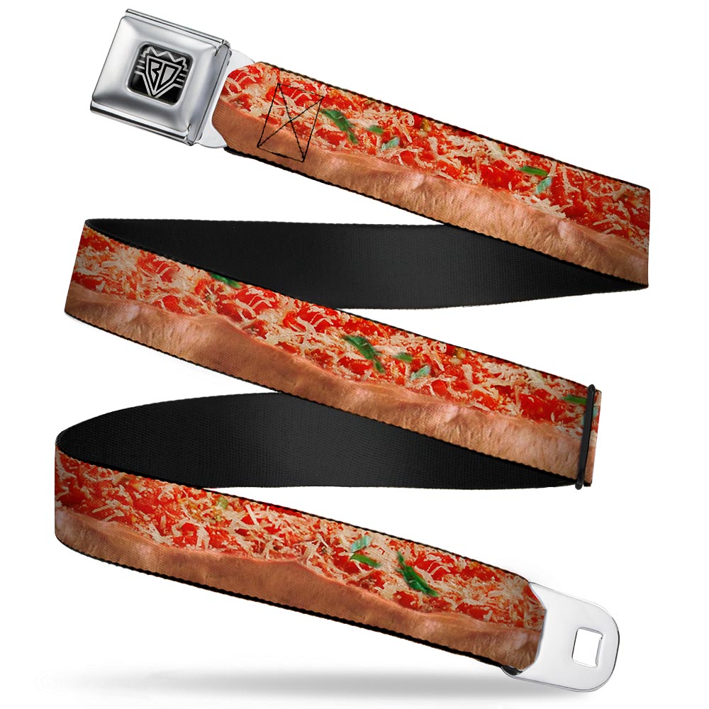 BD Wings Logo CLOSE-UP Full Color Black Silver Seatbelt Belt - Chicago Style Pizza Vivid Webbing Seatbelt Belts Buckle-Down