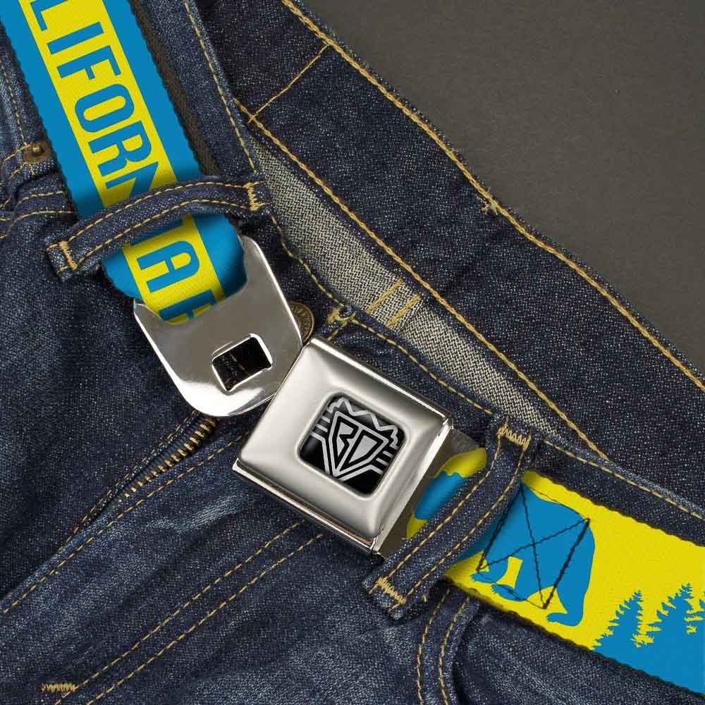 BD Wings Logo CLOSE-UP Full Color Black Silver Seatbelt Belt - CALIFORNIA REPUBLIC/Bear/Stars Silhouette Yellow/Blue Webbing Seatbelt Belts Buckle-Down