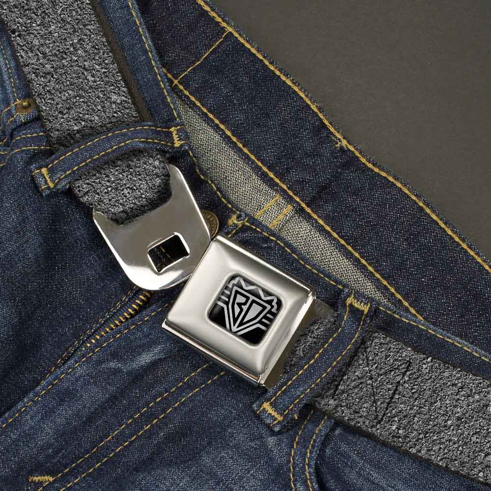 BD Wings Logo CLOSE-UP Full Color Black Silver Seatbelt Belt - Concrete Finish Grays Webbing Seatbelt Belts Buckle-Down