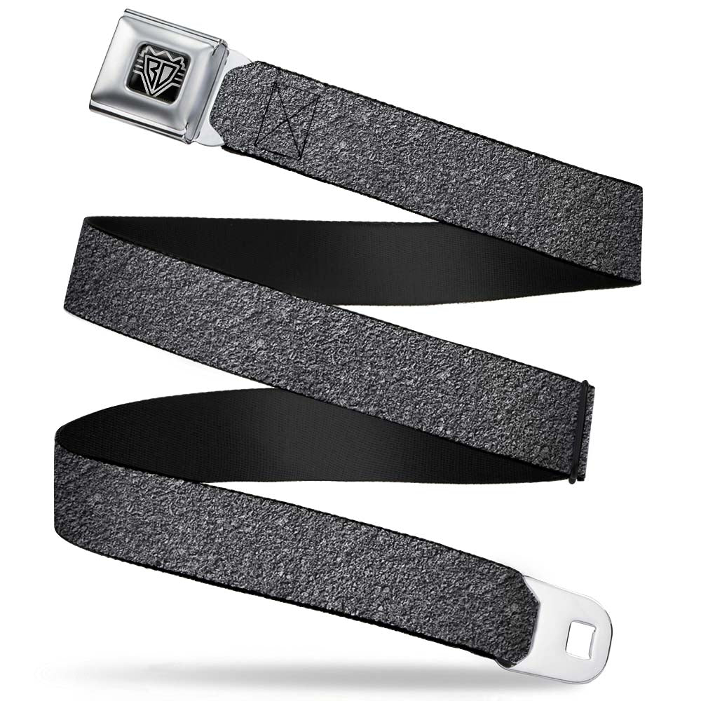 BD Wings Logo CLOSE-UP Full Color Black Silver Seatbelt Belt - Concrete Finish Grays Webbing Seatbelt Belts Buckle-Down