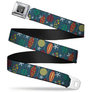 BD Wings Logo CLOSE-UP Full Color Black Silver Seatbelt Belt - Christmas Ornaments/Snowflakes Blue/White/Multi Color Webbing Seatbelt Belts Buckle-Down