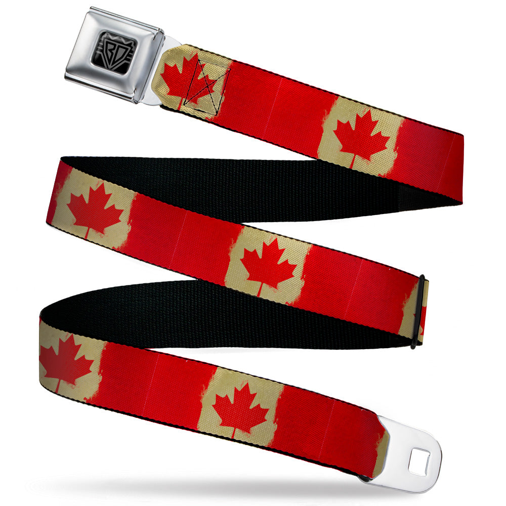 BD Wings Logo CLOSE-UP Black/Silver Seatbelt Belt - Canada Flag Painted Webbing Seatbelt Belts Buckle-Down