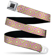 BD Wings Logo CLOSE-UP Black/Silver Seatbelt Belt - Square Lines White/Fluorescent Orange/Pink/Yellow Webbing Seatbelt Belts Buckle-Down