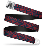 BD Wings Logo CLOSE-UP Full Color Black Silver Seatbelt Belt - Square Target Red/Navy Webbing Seatbelt Belts Buckle-Down