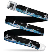 BD Wings Logo CLOSE-UP Black/Silver Seatbelt Belt - SUP w/Dog Black/Blues/White Webbing Seatbelt Belts Buckle-Down
