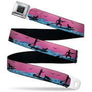 BD Wings Logo CLOSE-UP Black/Silver Seatbelt Belt - SUP w/Dog Pink/Blues/Black Webbing Seatbelt Belts Buckle-Down