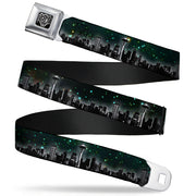 BD Wings Logo CLOSE-UP Full Color Black Silver Seatbelt Belt - Seattle Vivid Skyline/Space Dust Webbing Seatbelt Belts Buckle-Down