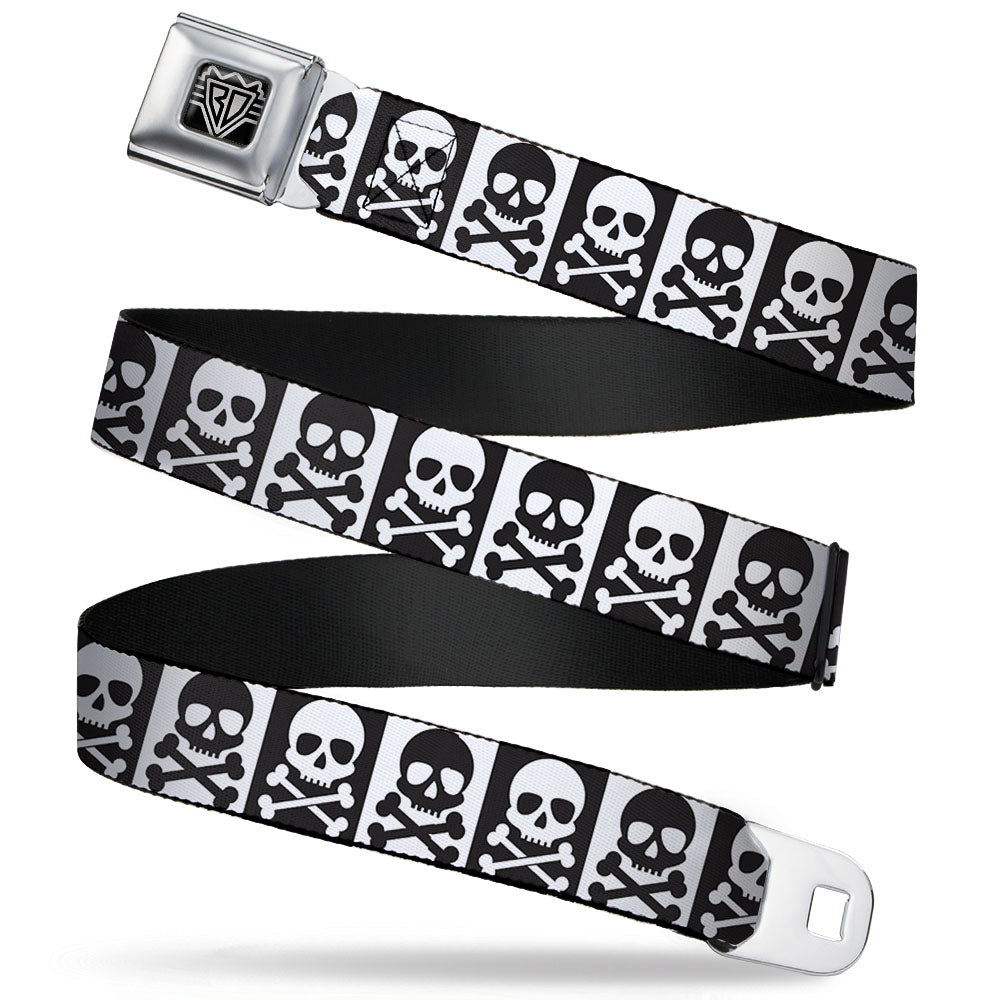 BD Wings Logo CLOSE-UP Full Color Black Silver Seatbelt Belt - Skull & Cross Bones Blocks Black/White White/Black Webbing Seatbelt Belts Buckle-Down